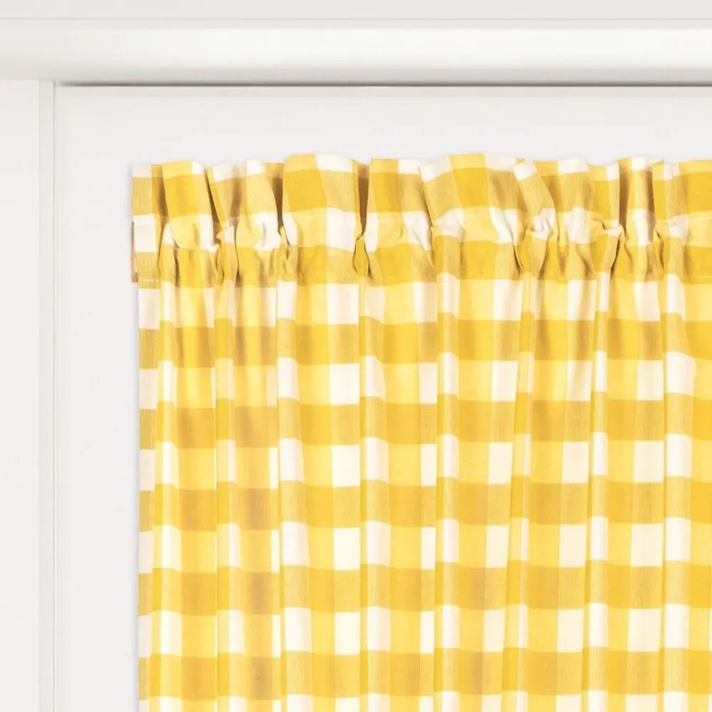 Achim Home Furnishing Buffalo Check French Door Panel with Adjustable Tiebacks,